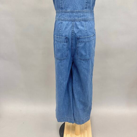 J. Crew Point Sure Patch-pocket utility jumpsuit in indigo denim Size 4 Wide Leg - Picture 12 of 16